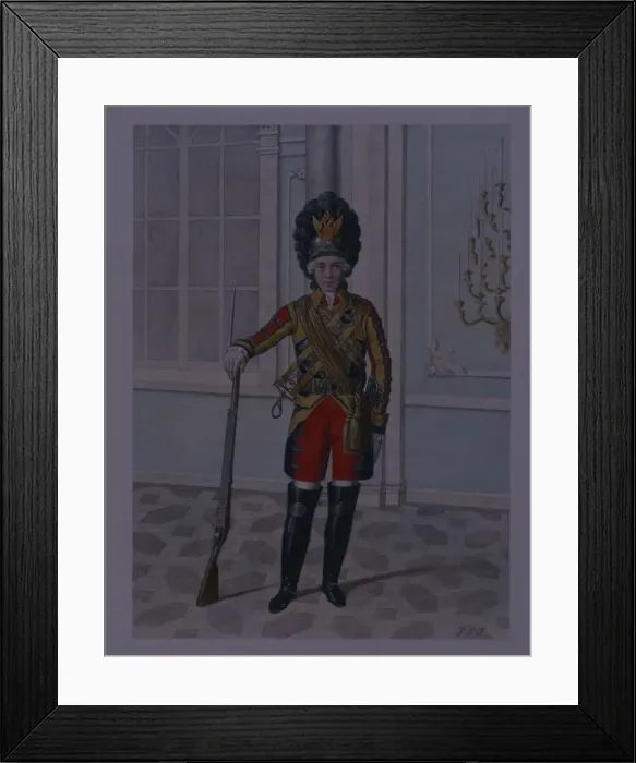 Framed Print : Officer of the Life Guards Cavalry Regiment in 1764-1796, Early 1840s. Artist: Terebenev, Mikhail Ivanovich (1795-1864)