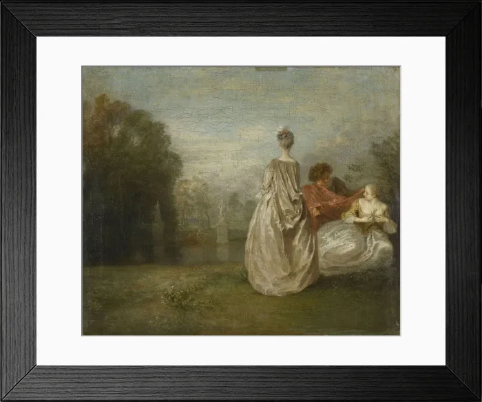 Framed Print : The Two Cousins (Les Deux Cousines). Artist: Watteau, Jean Antoine (1684-1721) Framed Print : The Two Cousins (Les Deux Cousines). Artist: Watteau, Jean Antoine (1684-1721)