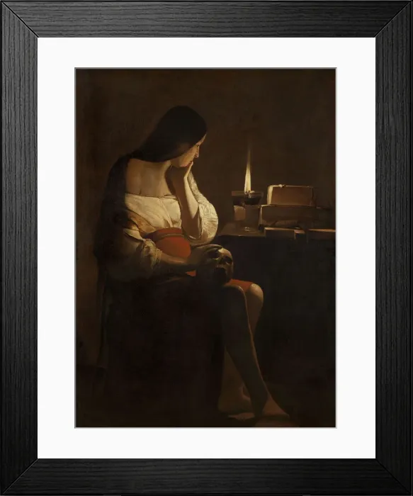 Framed Print : The Repentant Mary Magdalene. Artist: La Tour, Georges, de (1583-1652) Framed Print : The Repentant Mary Magdalene. Artist: La Tour, Georges, de (1583-1652)