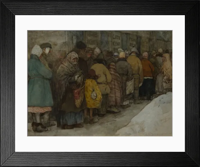 Framed Print : The Queue, ca 1921. Artist: Vakhrameyev, Alexander Ivanovich (1874-1926) Framed Print : The Queue, ca 1921. Artist: Vakhrameyev, Alexander Ivanovich (1874-1926)