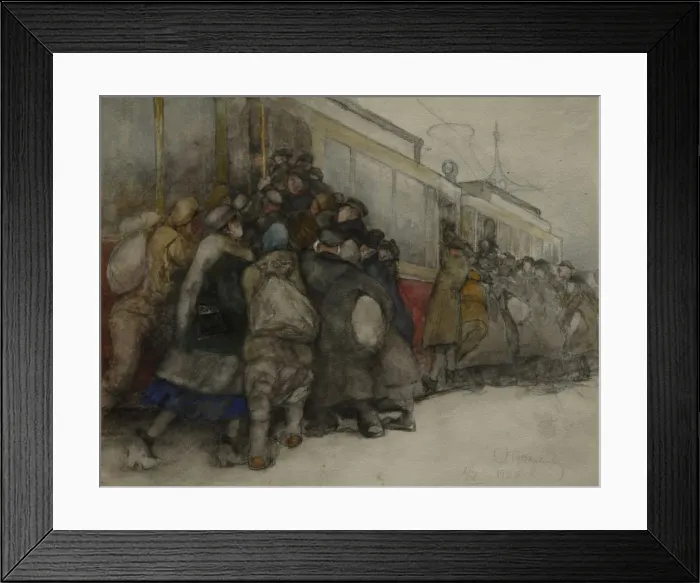 Framed Print : By the Tram, 1920. Artist: Vakhrameyev, Alexander Ivanovich (1874-1926) Framed Print : By the Tram, 1920. Artist: Vakhrameyev, Alexander Ivanovich (1874-1926)