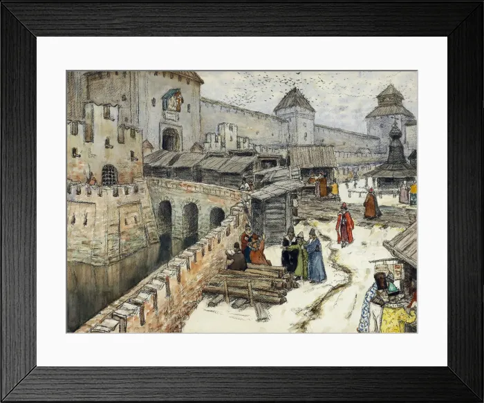 Framed Print : Moscow in the 17th Century. Bookshops on the Christ the Saviour Bridge, 1902. Artist: Vasnetsov, Appolinari Mikhaylovich (1856-1933) Framed Print : Moscow in the 17th Century. Bookshops on the Christ the Saviour Bridge, 1902. Artist: Vasnetsov, Appolinari Mikhaylovich (1856-1933)
