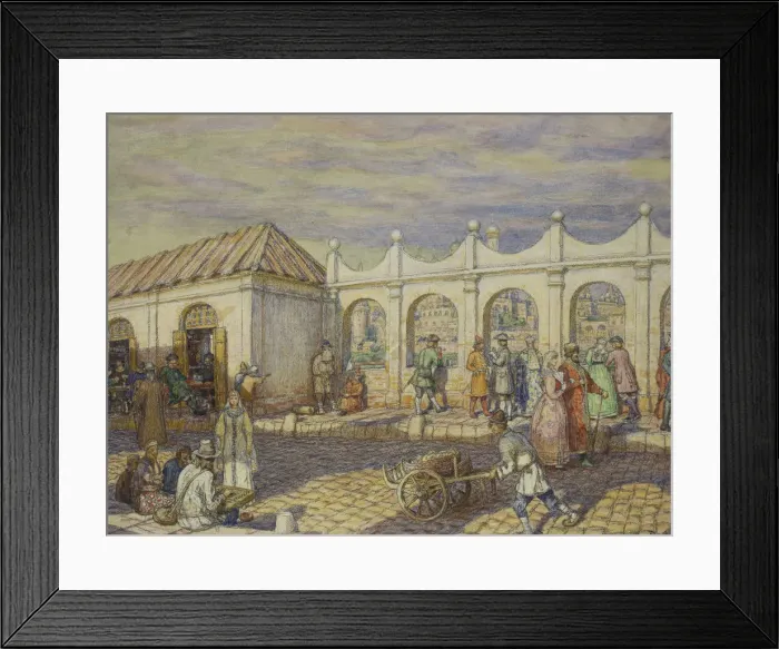 Framed Print : The Stone Bridge at the Time of Peter I, 1901. Artist: Vasnetsov, Appolinari Mikhaylovich (1856-1933) Framed Print : The Stone Bridge at the Time of Peter I, 1901. Artist: Vasnetsov, Appolinari Mikhaylovich (1856-1933)