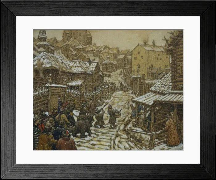 Framed Print : The bear trainers. Old Moscow, 1911. Artist: Vasnetsov, Appolinari Mikhaylovich (1856-1933) Framed Print : The bear trainers. Old Moscow, 1911. Artist: Vasnetsov, Appolinari Mikhaylovich (1856-1933)