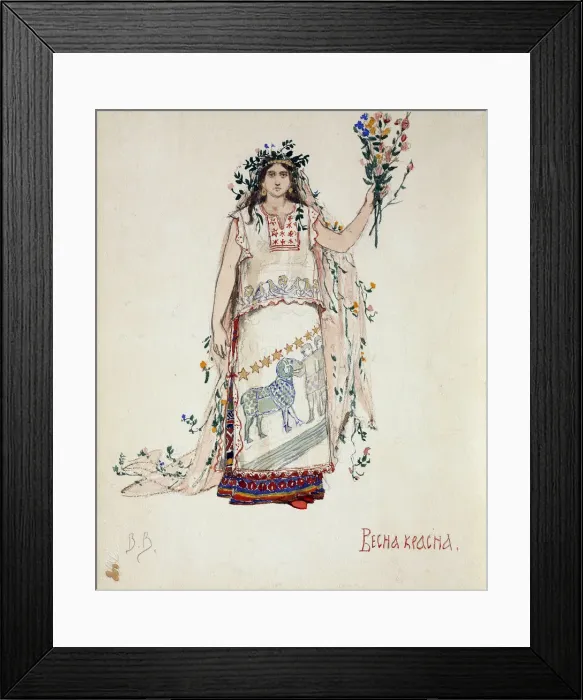 Framed Print : Spring Beauty. Costume design for the opera Snow Maiden by N. Rimsky-Korsakov, 1885. Artist: Vasnetsov, Viktor Mikhaylovich (1848-1926) Framed Print : Spring Beauty. Costume design for the opera Snow Maiden by N. Rimsky-Korsakov, 1885. Artist: Vasnetsov, Viktor Mikhaylovich (1848-1926)