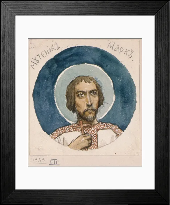 Framed Print : Mark the Martyr (Study for frescos in the St Vladimirs Cathedral of Kiev), 1884-1889. Artist: Vasnetsov, Viktor Mikhaylovich (1848-1926) Framed Print : Mark the Martyr (Study for frescos in the St Vladimirs Cathedral of Kiev), 1884-1889. Artist: Vasnetsov, Viktor Mikhaylovich (1848-1926)