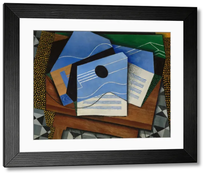 Framed Print : Guitar on a table. Artist: Gris, Juan (1887-1927) Framed Print : Guitar on a table. Artist: Gris, Juan (1887-1927)