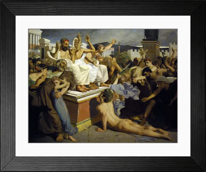 Framed Print : Pheidippides giving word of victory after the Battle of Marathon. Artist: Merson, Luc-Olivier (1846-1920) Framed Print : Pheidippides giving word of victory after the Battle of Marathon. Artist: Merson, Luc-Olivier (1846-1920)