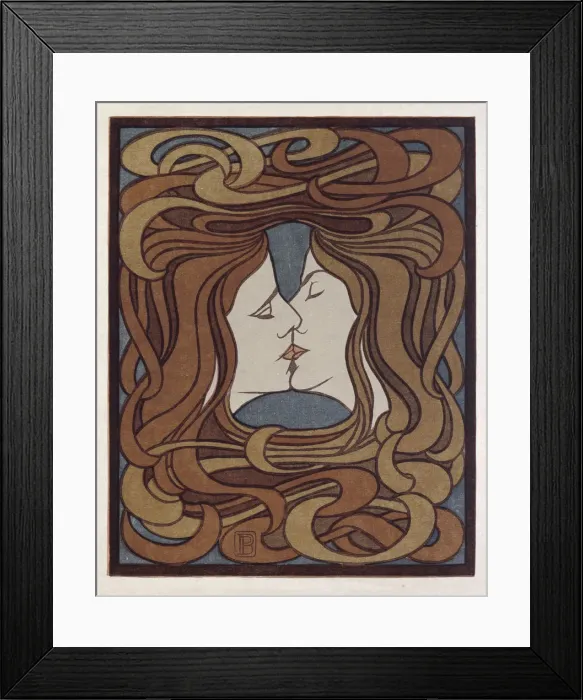 Framed Print : The Kiss. Artist: Behrens, Peter (1868-1940) Framed Print : The Kiss. Artist: Behrens, Peter (1868-1940)