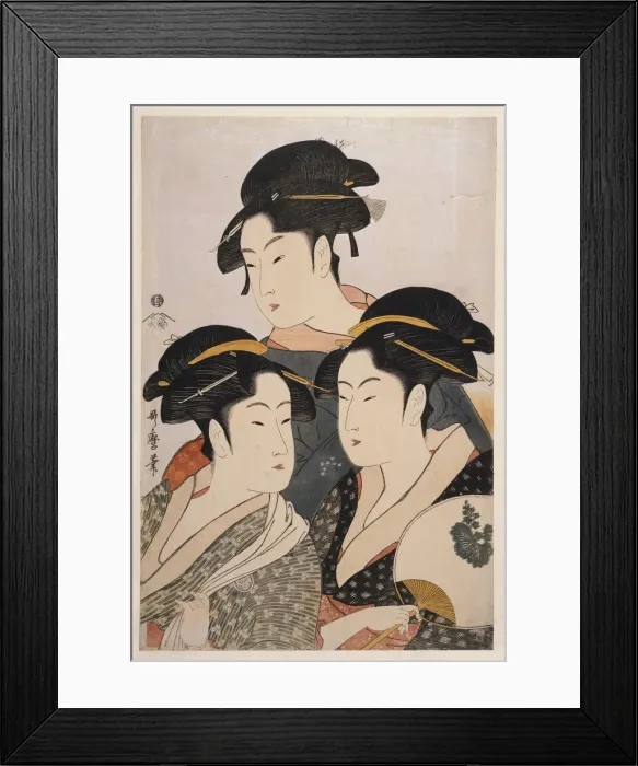 Framed Print : Three Beauties of the Present Day (Toji san bijin). Artist: Utamaro, Kitagawa (1753-1806) Framed Print : Three Beauties of the Present Day (Toji san bijin). Artist: Utamaro, Kitagawa (1753-1806)