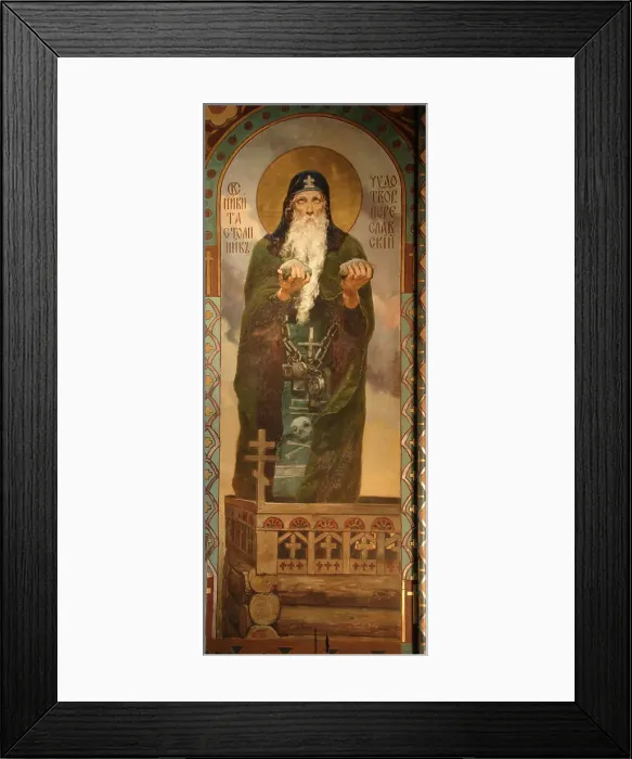 Framed Print : Venerable Nikita Stylites of Pereyaslavl, 1885-1896. Artist: Vasnetsov, Viktor Mikhaylovich (1848-1926) Framed Print : Venerable Nikita Stylites of Pereyaslavl, 1885-1896. Artist: Vasnetsov, Viktor Mikhaylovich (1848-1926)