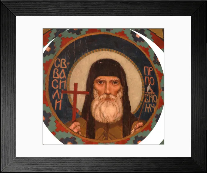 Framed Print : Saint Martyr Basil of the Kiev Caves, 1885-1896. Artist: Vasnetsov, Viktor Mikhaylovich (1848-1926) Framed Print : Saint Martyr Basil of the Kiev Caves, 1885-1896. Artist: Vasnetsov, Viktor Mikhaylovich (1848-1926)