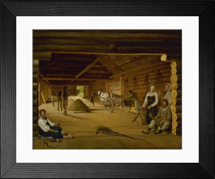 Framed Print : Threshing Barn, 1823. Artist: Venetsianov, Alexei Gavrilovich (1780-1847) Framed Print : Threshing Barn, 1823. Artist: Venetsianov, Alexei Gavrilovich (1780-1847)