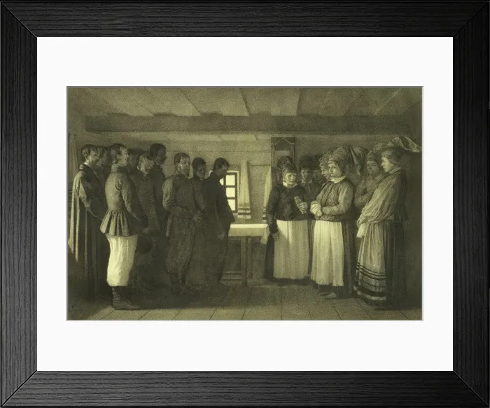 Framed Print : The Doukhobors praying, 1865. Artist: Vereshchagin, Vasili Vasilyevich (1842-1904) Framed Print : The Doukhobors praying, 1865. Artist: Vereshchagin, Vasili Vasilyevich (1842-1904)