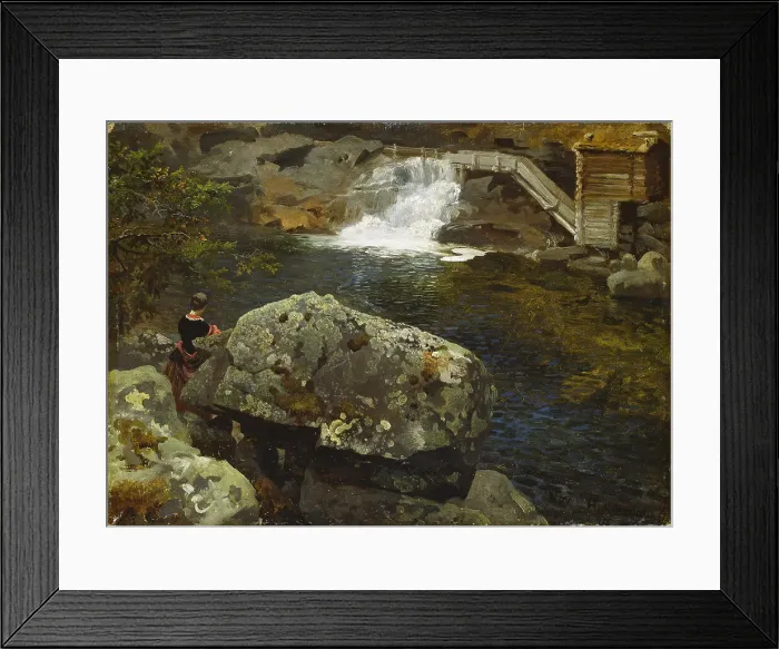 Framed Print : By the Mill Pond. Artist: Gude, Hans (1825-1903) Framed Print : By the Mill Pond. Artist: Gude, Hans (1825-1903)