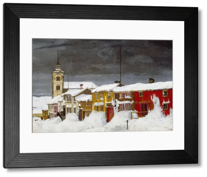 Framed Print : Street in Roros in Winter. Artist: Sohlberg, Harald (1869-1935) Framed Print : Street in Roros in Winter. Artist: Sohlberg, Harald (1869-1935)