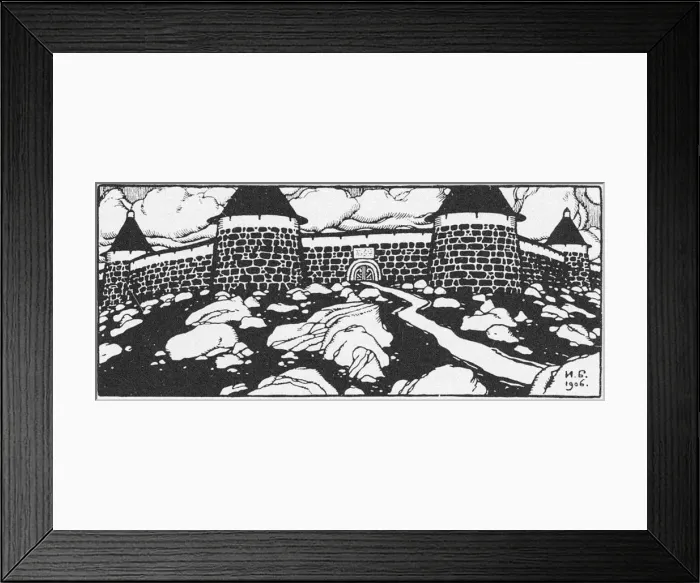 Framed Print : Illustration for the Poem ?Walls Of Cain? by Vyacheslav Ivanov. Adskaya Pochta (Hells Mail) magazin Artist: Bilibin, Ivan Yakovlevich (1876-1942) Framed Print : Illustration for the Poem ?Walls Of Cain? by Vyacheslav Ivanov. Adskaya Pochta (Hells Mail) magazin Artist: Bilibin, Ivan Yakovlevich (1876-1942)