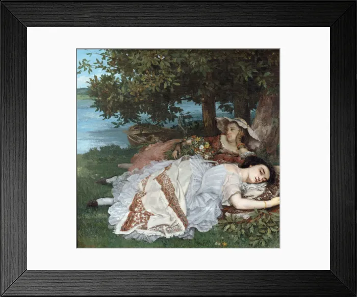 Framed Print : Young Ladies on the Bank of the Seine. Artist: Courbet, Gustave (1819-1877) Framed Print : Young Ladies on the Bank of the Seine. Artist: Courbet, Gustave (1819-1877)