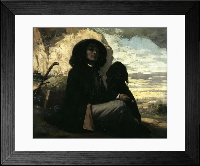 Framed Print : Self-portrait with black dog. Artist: Courbet, Gustave (1819-1877) Framed Print : Self-portrait with black dog. Artist: Courbet, Gustave (1819-1877)