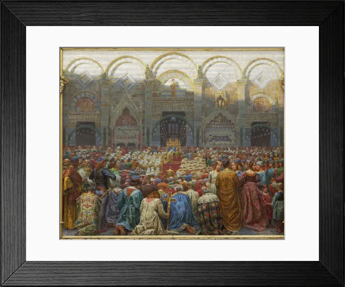 Framed Print : The Mystical Wedding between the Bishop and the Abbess of Pistoia. Artist: Zahrtmann, Kristian (1843-1917) Framed Print : The Mystical Wedding between the Bishop and the Abbess of Pistoia. Artist: Zahrtmann, Kristian (1843-1917)