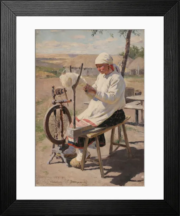 Framed Print : The spinner, 1895. Artist: Vinogradov, Sergei Arsenyevich (1869-1938) Framed Print : The spinner, 1895. Artist: Vinogradov, Sergei Arsenyevich (1869-1938)