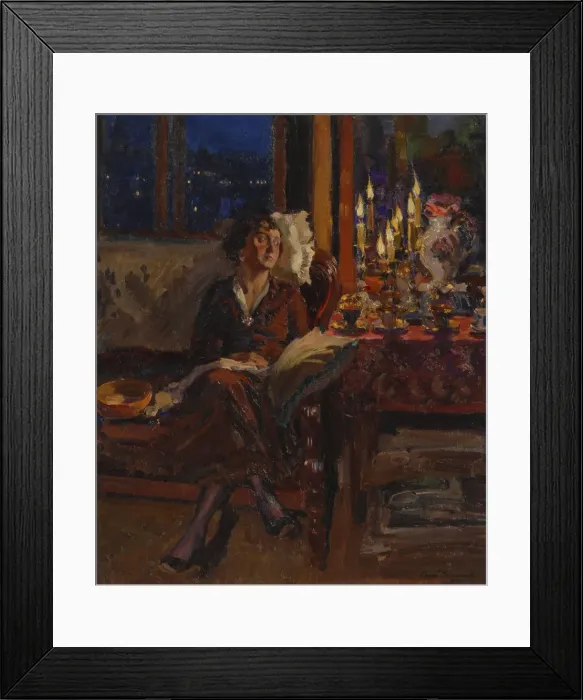 Framed Print : Lady with Book in an Interior, 1917. Artist: Vinogradov, Sergei Arsenyevich (1869-1938) Framed Print : Lady with Book in an Interior, 1917. Artist: Vinogradov, Sergei Arsenyevich (1869-1938)