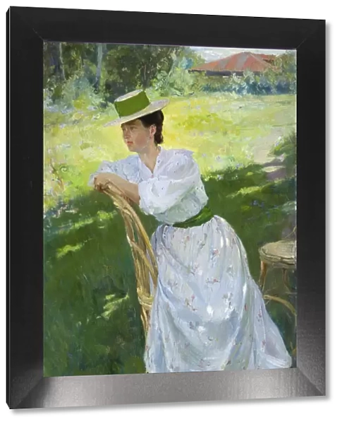 Portrait of a woman (En plein air), 1899. Artist: Vinogradov, Sergei Arsenyevich (1869-1938)
