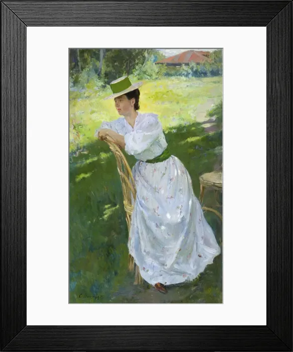 Framed Print : Portrait of a woman (En plein air), 1899. Artist: Vinogradov, Sergei Arsenyevich (1869-1938) Framed Print : Portrait of a woman (En plein air), 1899. Artist: Vinogradov, Sergei Arsenyevich (1869-1938)
