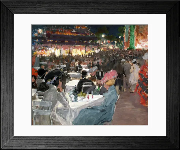 Framed Print : Cafe in Paris at Night, 1901. Artist: Vinogradov, Sergei Arsenyevich (1869-1938)