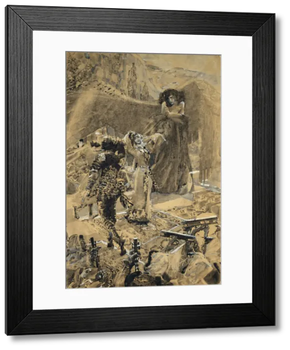 Framed Print : Tamaras Dance. Illustration to the poem The Demon by Mikhail Lermontov, 1890-1891. Artist: Vrubel, Mikhail Alexandrovich (1856-1910) Framed Print : Tamaras Dance. Illustration to the poem The Demon by Mikhail Lermontov, 1890-1891. Artist: Vrubel, Mikhail Alexandrovich (1856-1910)