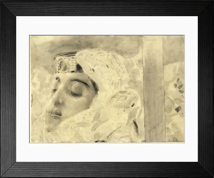 Framed Print : Tamara in the coffin. Illustration to the poem The Demon by Mikhail Lermontov, 1890-1891. Artist: Vrubel, Mikhail Alexandrovich (1856-1910) Framed Print : Tamara in the coffin. Illustration to the poem The Demon by Mikhail Lermontov, 1890-1891. Artist: Vrubel, Mikhail Alexandrovich (1856-1910)
