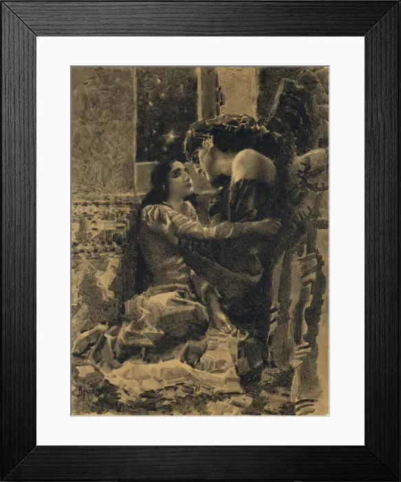 Framed Print : Tamara and Demon. Illustration to the poem The Demon by Mikhail Lermontov, 1890-1891. Artist: Vrubel, Mikhail Alexandrovich (1856-1910) Framed Print : Tamara and Demon. Illustration to the poem The Demon by Mikhail Lermontov, 1890-1891. Artist: Vrubel, Mikhail Alexandrovich (1856-1910)