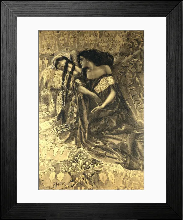 Framed Print : Tamara and Demon. Illustration to the poem The Demon by Mikhail Lermontov, 1890-1891. Artist: Vrubel, Mikhail Alexandrovich (1856-1910) Framed Print : Tamara and Demon. Illustration to the poem The Demon by Mikhail Lermontov, 1890-1891. Artist: Vrubel, Mikhail Alexandrovich (1856-1910)