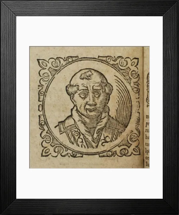 Framed Print : Geoffrey of Monmouth (From: Prophetia Anglicana, Merlini Ambrosii Britanni), 1603. Artist: Anonymous Framed Print : Geoffrey of Monmouth (From: Prophetia Anglicana, Merlini Ambrosii Britanni), 1603. Artist: Anonymous