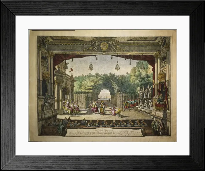 Framed Print : Ballet Le Turc Genereux in the Vienna Burgtheater, 1758. Artist: Bellotto, Bernardo (1720-1780) Framed Print : Ballet Le Turc Genereux in the Vienna Burgtheater, 1758. Artist: Bellotto, Bernardo (1720-1780)