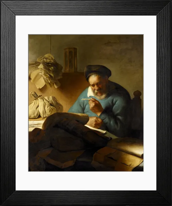 Framed Print : The Quill-cutter, 1627. Artist: Lievens, Jan (1607-1674) Framed Print : The Quill-cutter, 1627. Artist: Lievens, Jan (1607-1674)