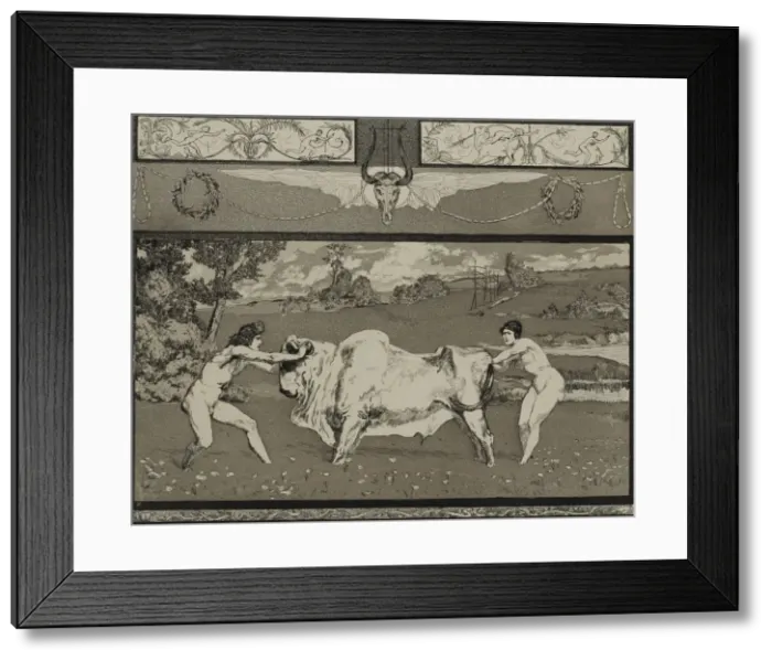 Framed Print : Apollo and Daphne II (From the series Opus II), 1879. Artist: Klinger, Max (1857-1920) Framed Print : Apollo and Daphne II (From the series Opus II), 1879. Artist: Klinger, Max (1857-1920)