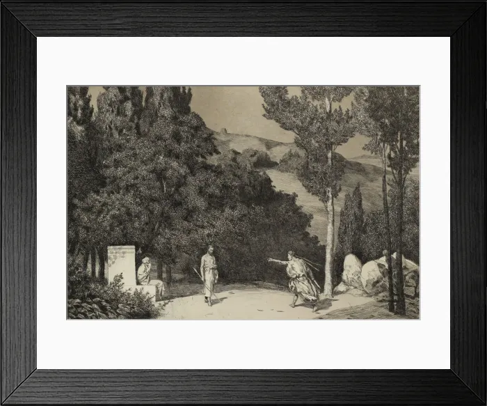 Framed Print : Pyramus and Thisbe II (From the series Opus II), 1879. Artist: Klinger, Max (1857-1920) Framed Print : Pyramus and Thisbe II (From the series Opus II), 1879. Artist: Klinger, Max (1857-1920)