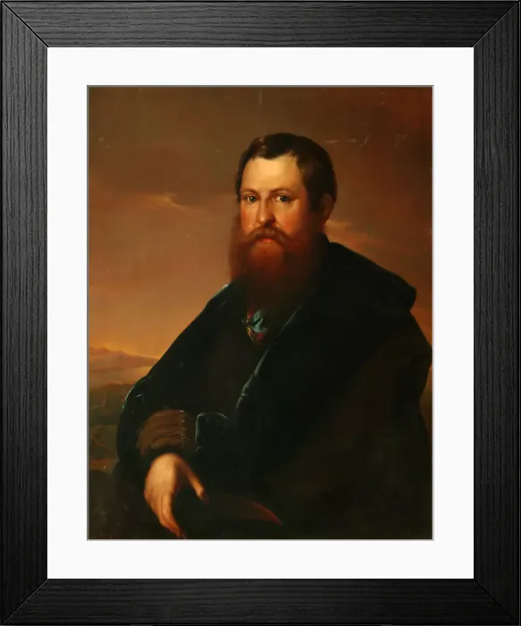 Framed Print : Portrait of the Merchant Pyotr Semyonovich Sapozhnikov. Artist: Zaryanko, Sergei Konstantinovich (1818-1870) Framed Print : Portrait of the Merchant Pyotr Semyonovich Sapozhnikov. Artist: Zaryanko, Sergei Konstantinovich (1818-1870)