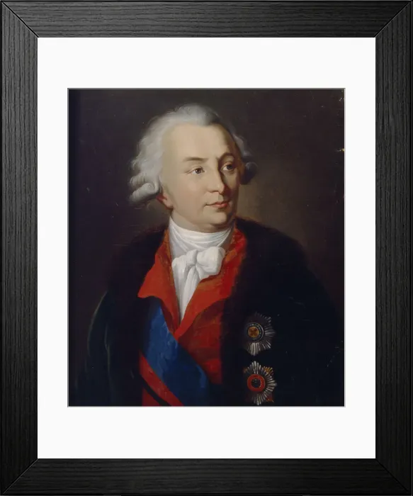 Framed Print : Portrait of the Count Ivan Ivanovich Shuvalov (1727-1797), 1810. Artist: Alkin (Spartansky), P. A. (active Early 19th cen. )