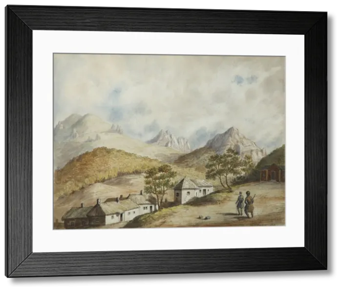 Framed Print : View of Zheleznovodsk, 1842. Artist: Anonymous Framed Print : View of Zheleznovodsk, 1842. Artist: Anonymous