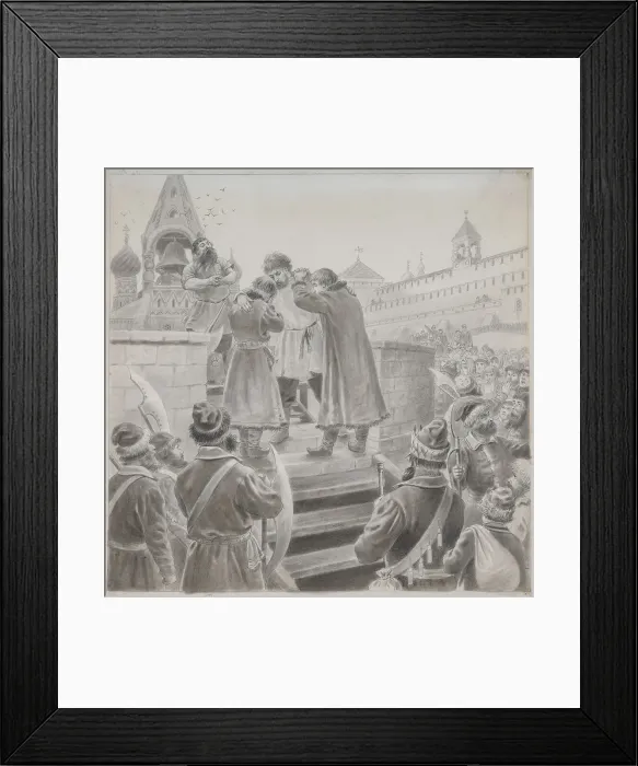 Framed Print : Illustration to the poem The Song of the Merchant Kalashnikov by M. Lermontov. Artist: Korovin, Pyotr Ivanovich (1857-1919) Framed Print : Illustration to the poem The Song of the Merchant Kalashnikov by M. Lermontov. Artist: Korovin, Pyotr Ivanovich (1857-1919)