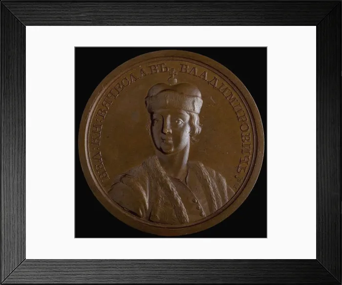 Framed Print : Grand Prince Viacheslav I Vladimirovich of Kiev (from the Historical Medal Series), 1770s. Artist: Anonymous Framed Print : Grand Prince Viacheslav I Vladimirovich of Kiev (from the Historical Medal Series), 1770s. Artist: Anonymous