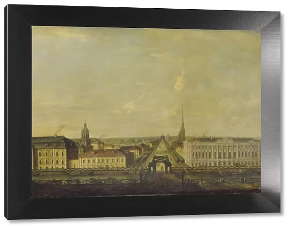 View of the Nevsky Prospekt from the Police Bridge with the Stroganov Palace, Second Half of the 18th cen Artist: Anonymous