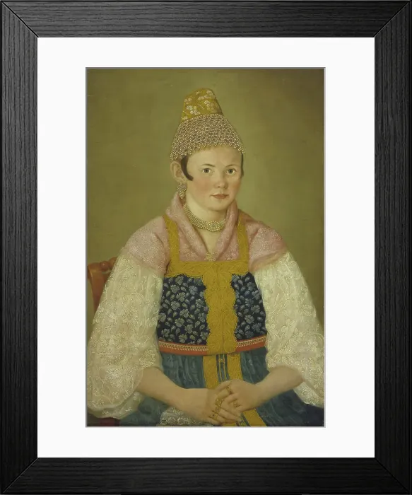 Framed Print : Portrait of a Merchant Woman in Kokoshnik Kabluchok. Artist: Anonymous Framed Print : Portrait of a Merchant Woman in Kokoshnik Kabluchok. Artist: Anonymous