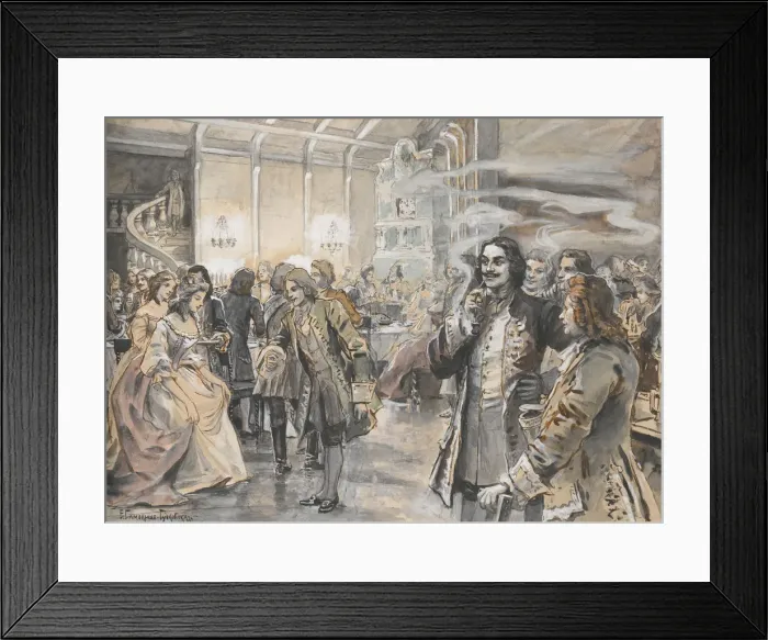 Framed Print : Easter Celebrations at the Court of Peter the Great. Artist: Samokish-Sudkovskaya, Elena Petrovna (1863-1924) Framed Print : Easter Celebrations at the Court of Peter the Great. Artist: Samokish-Sudkovskaya, Elena Petrovna (1863-1924)
