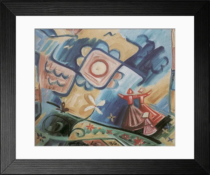Framed Print : Singing Girls (Folklore Ornament), 1936. Artist: Capek, Josef (1887-1945) Framed Print : Singing Girls (Folklore Ornament), 1936. Artist: Capek, Josef (1887-1945)