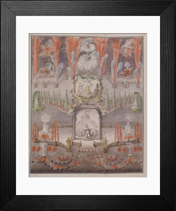 Framed Print : Fireworks and illumination on September 17, 1747 in Gostilitsy, Mid of the 18th cen Artist: Anonymous Framed Print : Fireworks and illumination on September 17, 1747 in Gostilitsy, Mid of the 18th cen Artist: Anonymous