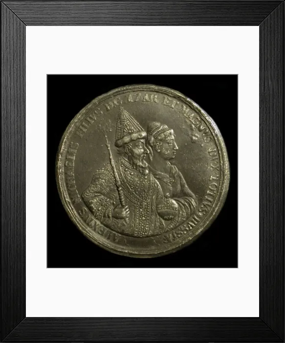Framed Print : Medal Tsar Alexis I of Russia (to celebrate the birth of Peter the Great), ca 1775. Artist: Anonymous Framed Print : Medal Tsar Alexis I of Russia (to celebrate the birth of Peter the Great), ca 1775. Artist: Anonymous