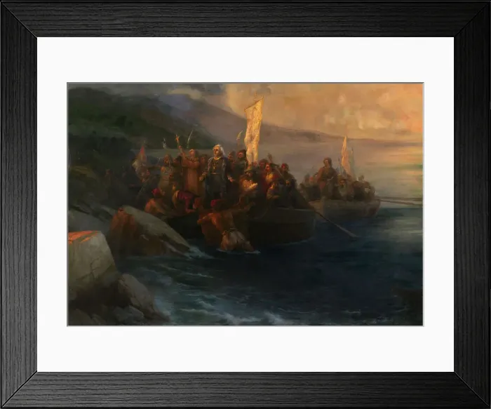 Framed Print : The Disembarkation of Christopher Columbus on San Salvador, 12th October 1492, 1892. Artist: Aivazovsky, Ivan Konstantinovich (1817-1900) Framed Print : The Disembarkation of Christopher Columbus on San Salvador, 12th October 1492, 1892. Artist: Aivazovsky, Ivan Konstantinovich (1817-1900)
